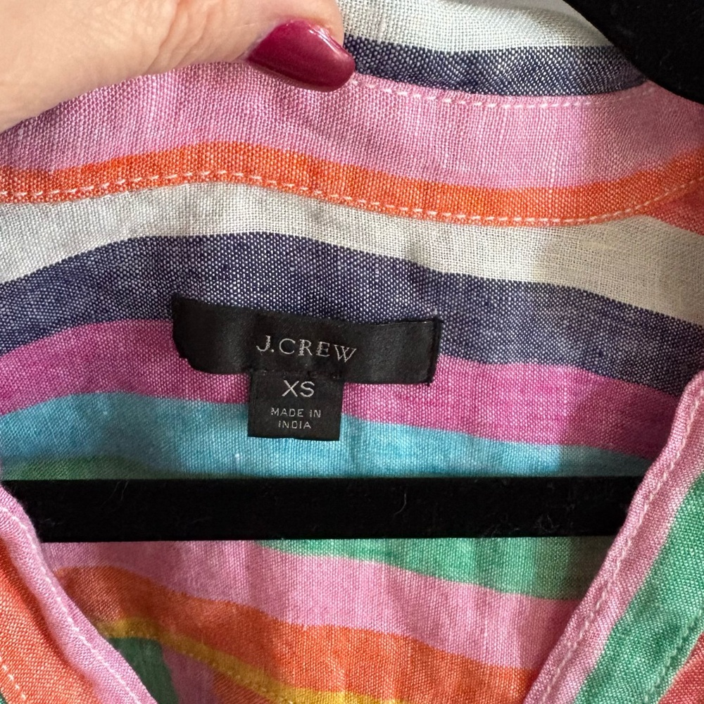 J. Crew Colorful linen Striped Button Down Shirt - Picture 2 of 5